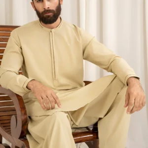 Cream Solid – Shalwar Kameez by Fancy Tailors